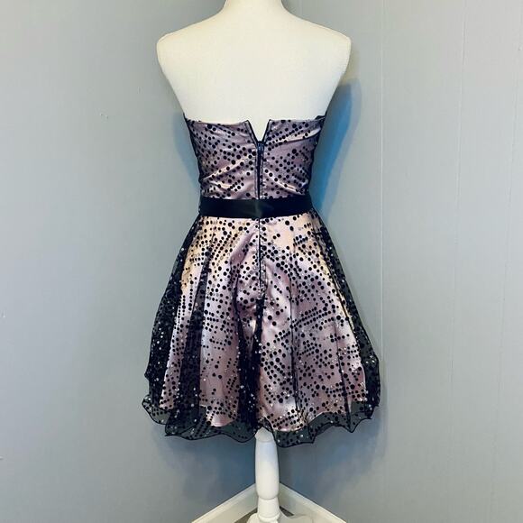 Masquerade Pink & Black Polka Dot Formal Dress - Picture 6 of 12